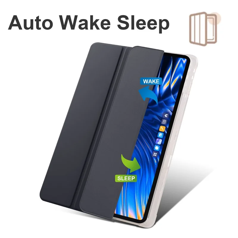 Für Xiaomi Pad 6 Max 14 Hülle Tri-fold Stand Klare Rückseite Tablet-Abdeckung mit Stiftschlitz - Schwarz
