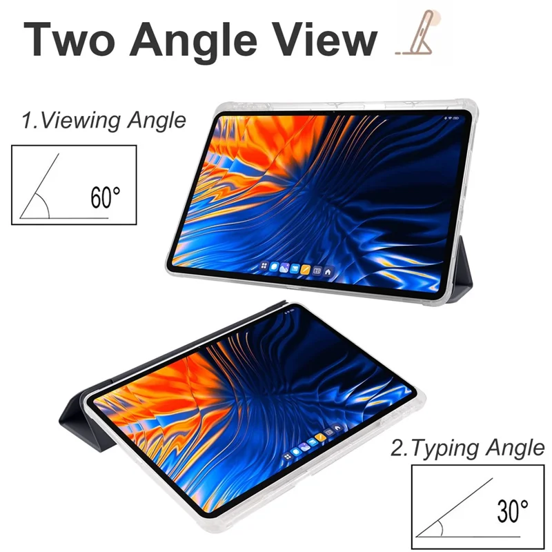 Für Xiaomi Pad 6 Max 14 Hülle Tri-fold Stand Klare Rückseite Tablet-Abdeckung mit Stiftschlitz - Schwarz