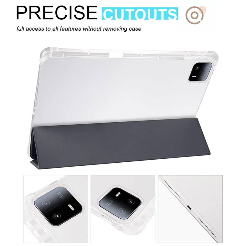 Für Xiaomi Pad 6 Max 14 Hülle Tri-fold Stand Klare Rückseite Tablet-Abdeckung mit Stiftschlitz - Schwarz