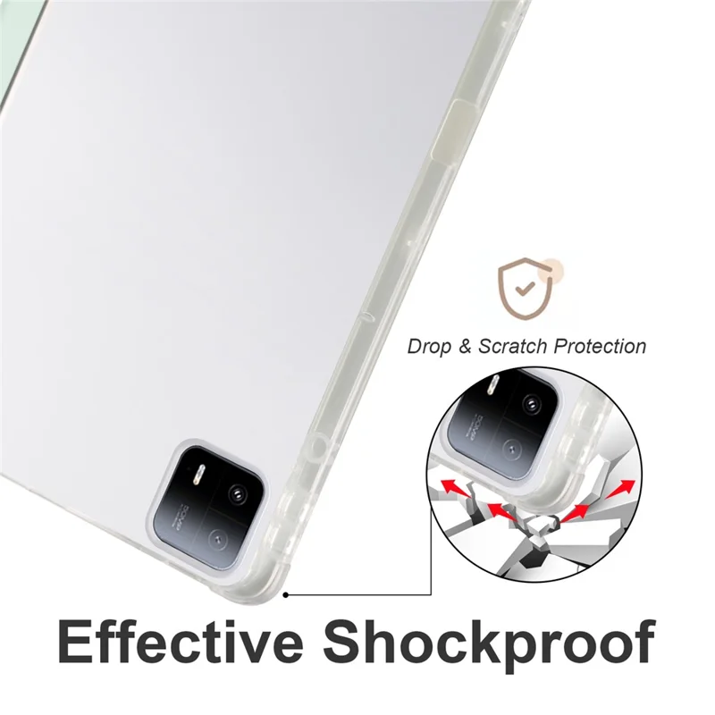 For Xiaomi Pad 6 Max 14 Case Tri-fold Stand Clear Back Tablet Cover with Pen Slot - Light Green