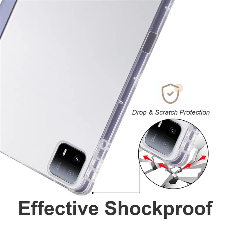 For Xiaomi Pad 6 Max 14 Case Tri-fold Stand Clear Back Tablet Cover with Pen Slot - Purple