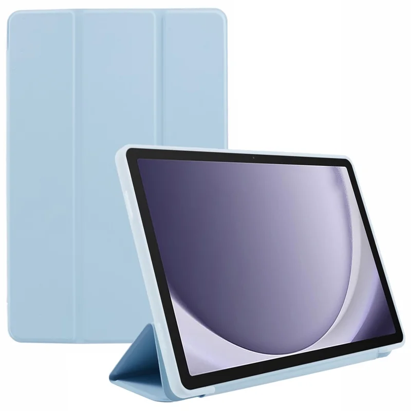 For Samsung Galaxy Tab A9 Tri-fold Stand Cover PU Leather Honeycomb Texture Tablet Case - Baby Blue