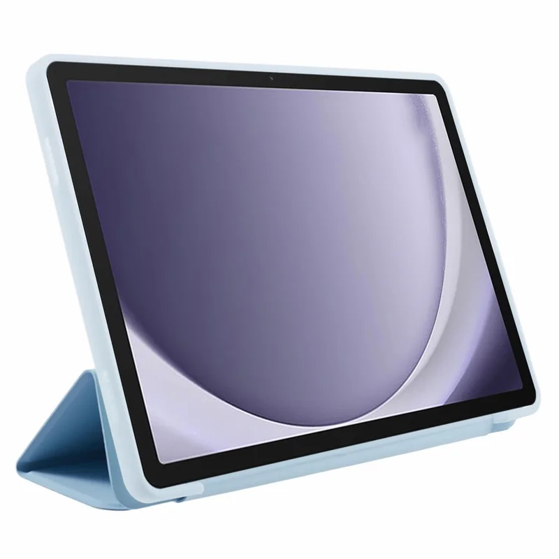 For Samsung Galaxy Tab A9 Tri-fold Stand Cover PU Leather Honeycomb Texture Tablet Case - Baby Blue