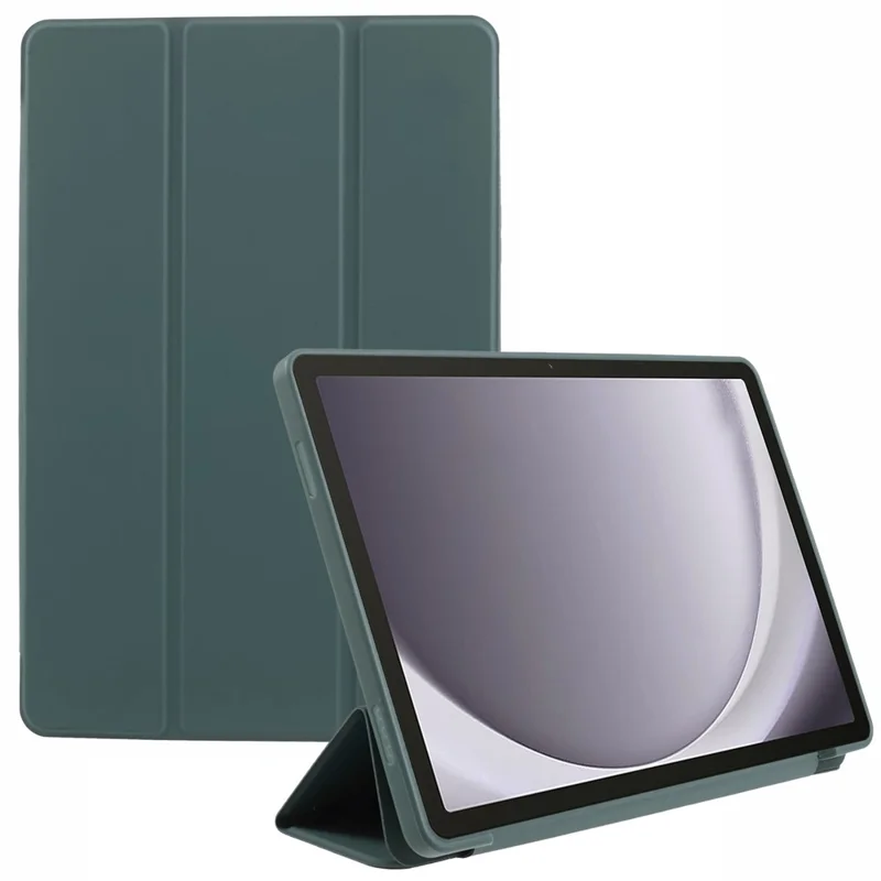 For Samsung Galaxy Tab A9 Tri-fold Stand Cover PU Leather Honeycomb Texture Tablet Case - Dark Green