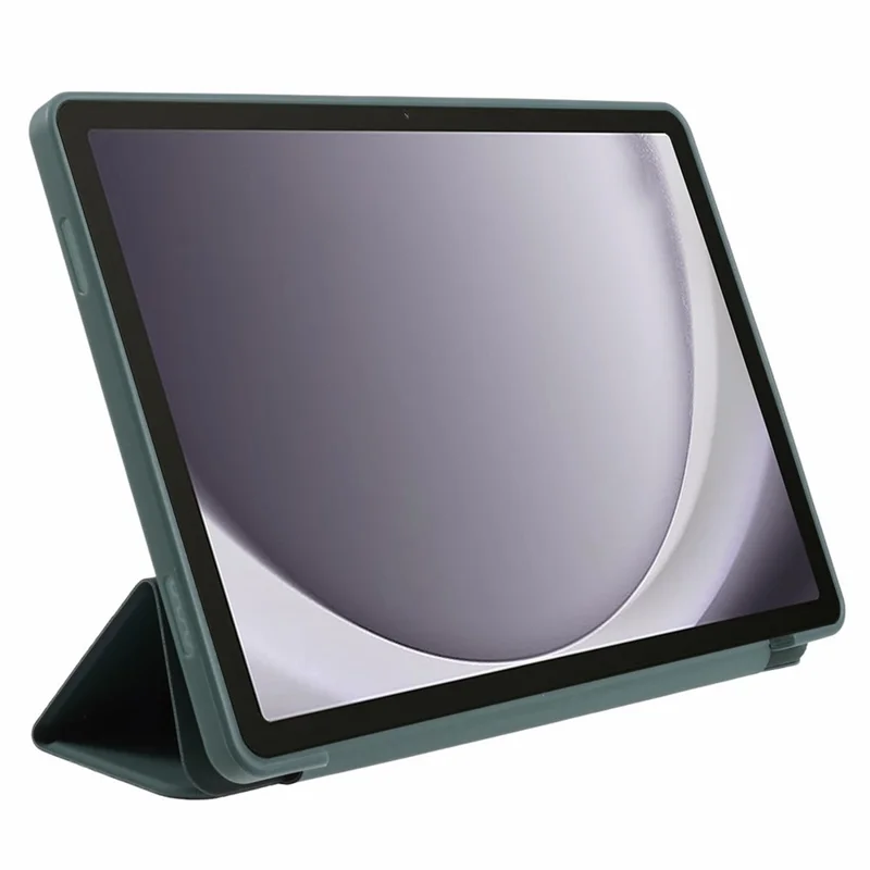 For Samsung Galaxy Tab A9 Tri-fold Stand Cover PU Leather Honeycomb Texture Tablet Case - Dark Green