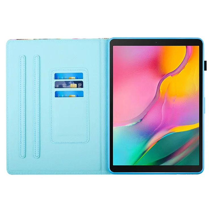 For Samsung Galaxy Tab S5e T720 / T725 Case Pattern Printing Card Holder Tablet Cover - Racoon