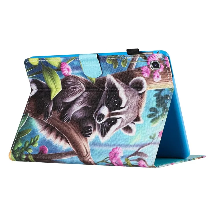 For Samsung Galaxy Tab S5e T720 / T725 Case Pattern Printing Card Holder Tablet Cover - Racoon