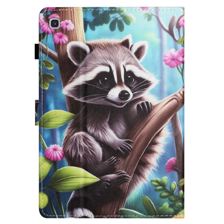 For Samsung Galaxy Tab S5e T720 / T725 Case Pattern Printing Card Holder Tablet Cover - Racoon
