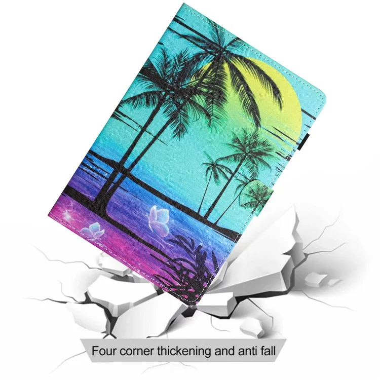 For Samsung Galaxy Tab A 10.5 (2018) T590 T595 Leather Case Card Slots Tablet Stand Cover - Coconut Palm