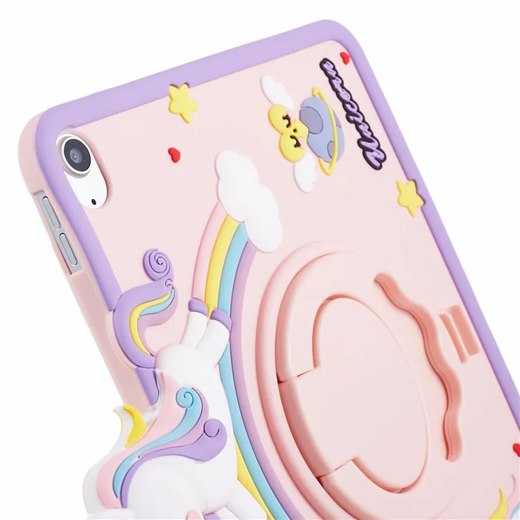For iPad (2025) / 10.9 (2022) Case Cartoon Horse Design Kickstand PC + Silicone Tablet Cover