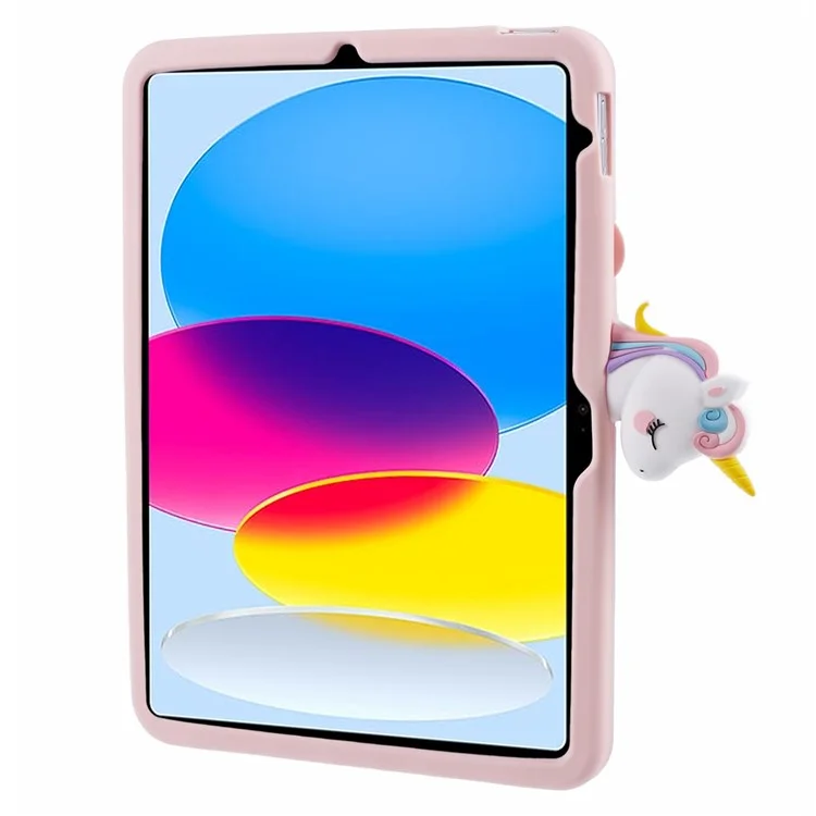 For iPad (2025) / 10.9 (2022) Case Cartoon Horse Design Kickstand PC + Silicone Tablet Cover