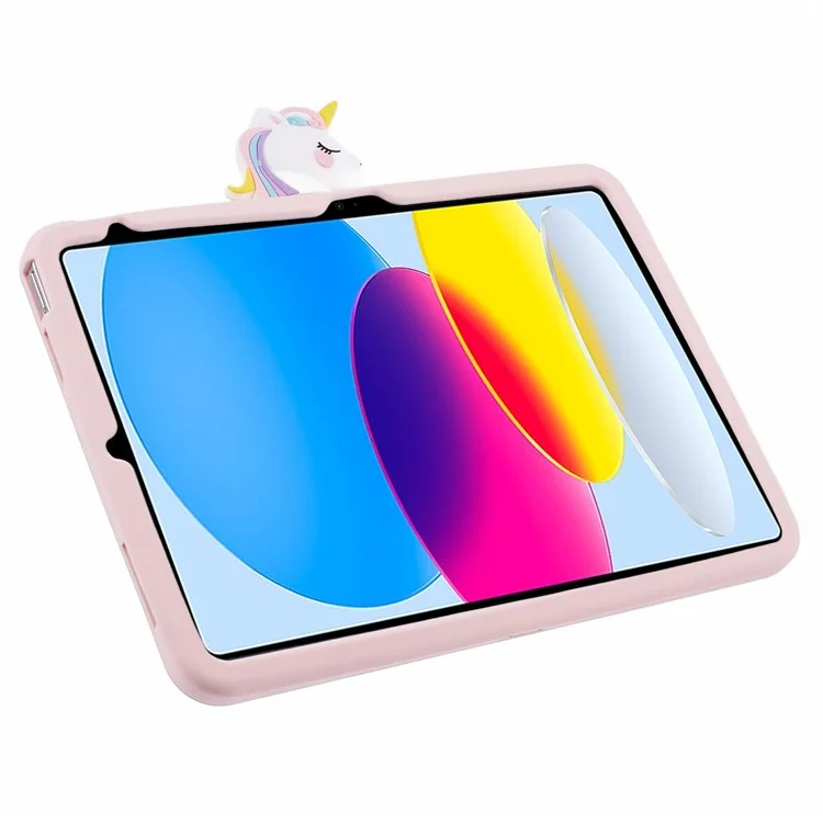 For iPad (2025) / 10.9 (2022) Case Cartoon Horse Design Kickstand PC + Silicone Tablet Cover