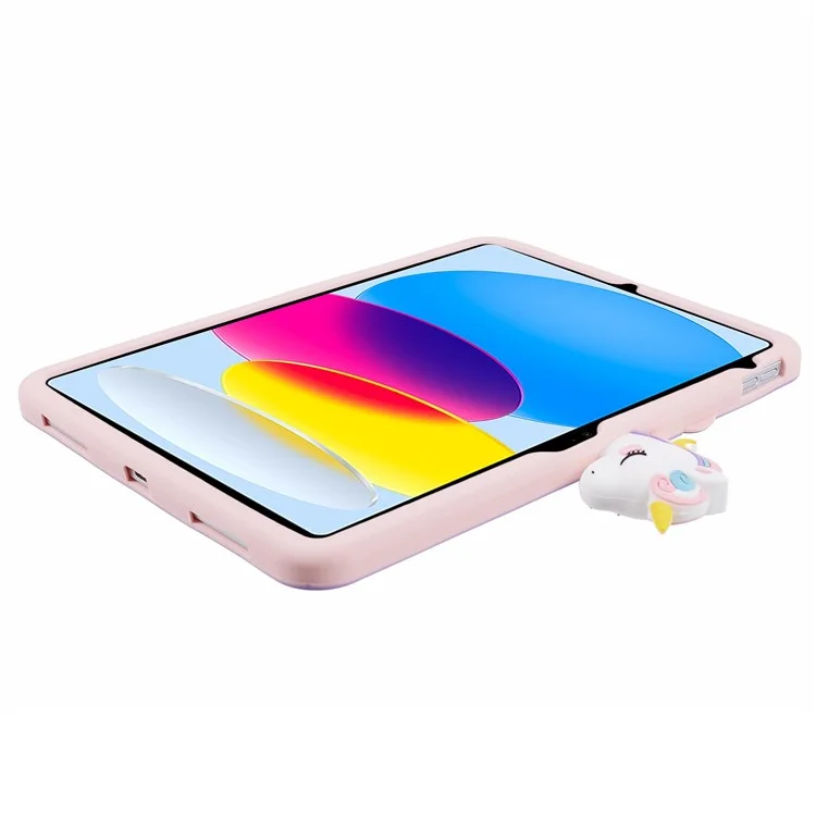 For iPad (2025) / 10.9 (2022) Case Cartoon Horse Design Kickstand PC + Silicone Tablet Cover