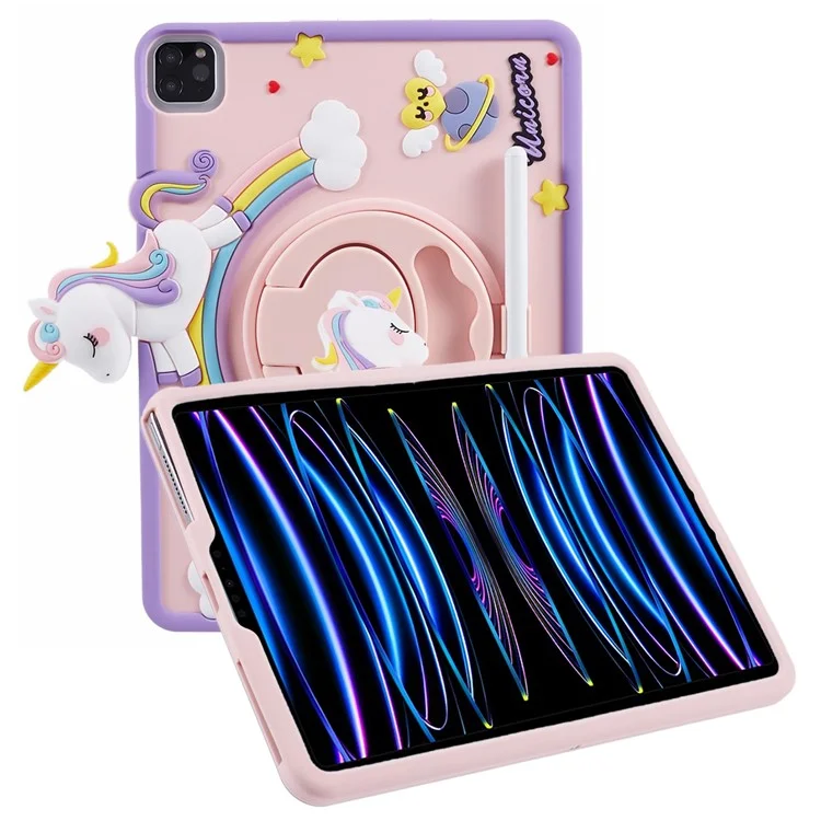 For iPad Air (2020) / (2022) / iPad Pro 11 (2020) / (2021) / (2022) Kickstand Case Cartoon Horse Anti-drop Tablet Cover