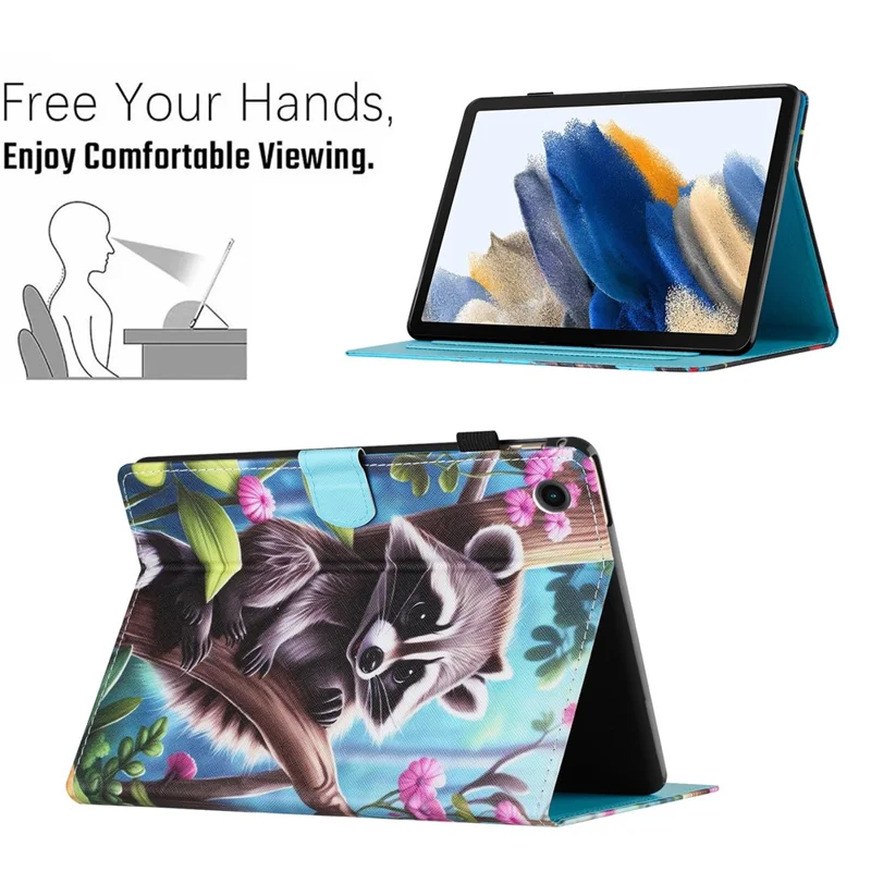 Funda para Lenovo Tab M10 Plus X606F, patrón de costura, impresión en soporte, cubierta de la tableta - Racoon