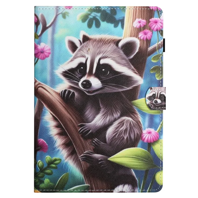 For Lenovo Tab M10 Plus X606F Case Stitching Pattern Printing Stand Tablet Cover - Racoon