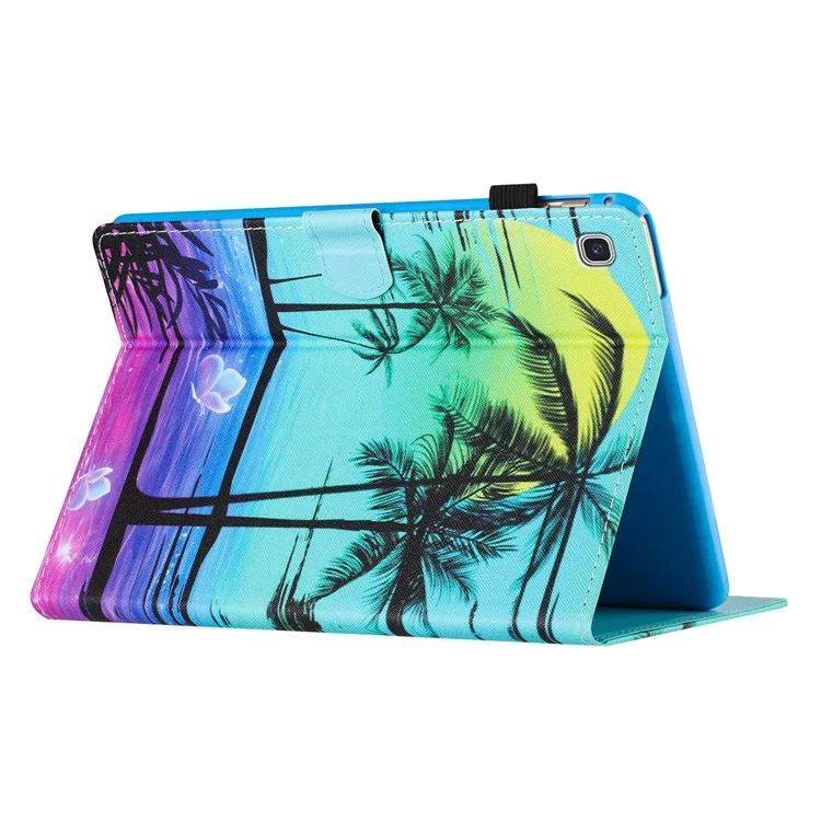 Para Samsung Galaxy Tab A7 Lite 8.7-inch T220 / T225 Case Pattern Printing Card Holder Tablet Cover - Coconut Palm