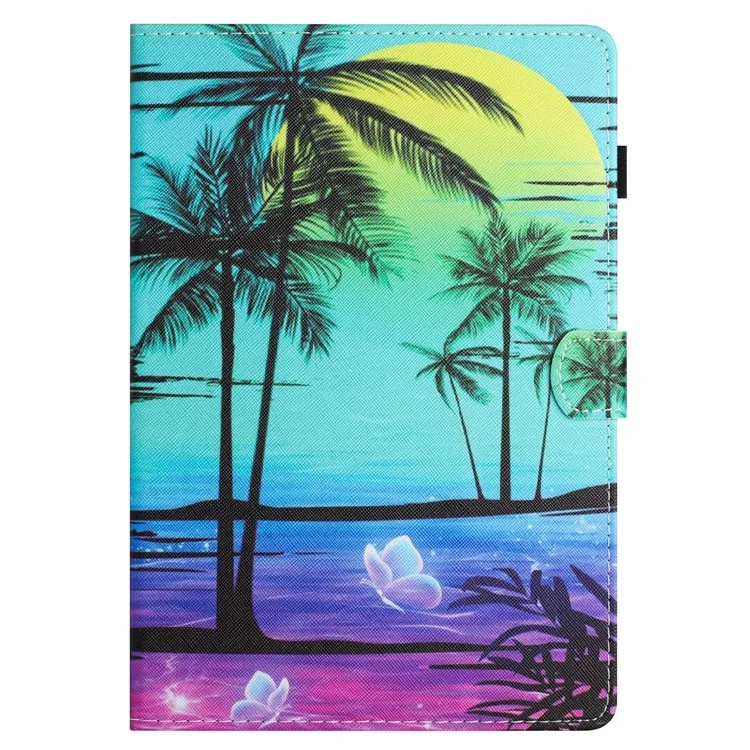 Para Samsung Galaxy Tab A7 Lite 8.7-inch T220 / T225 Case Pattern Printing Card Holder Tablet Cover - Coconut Palm