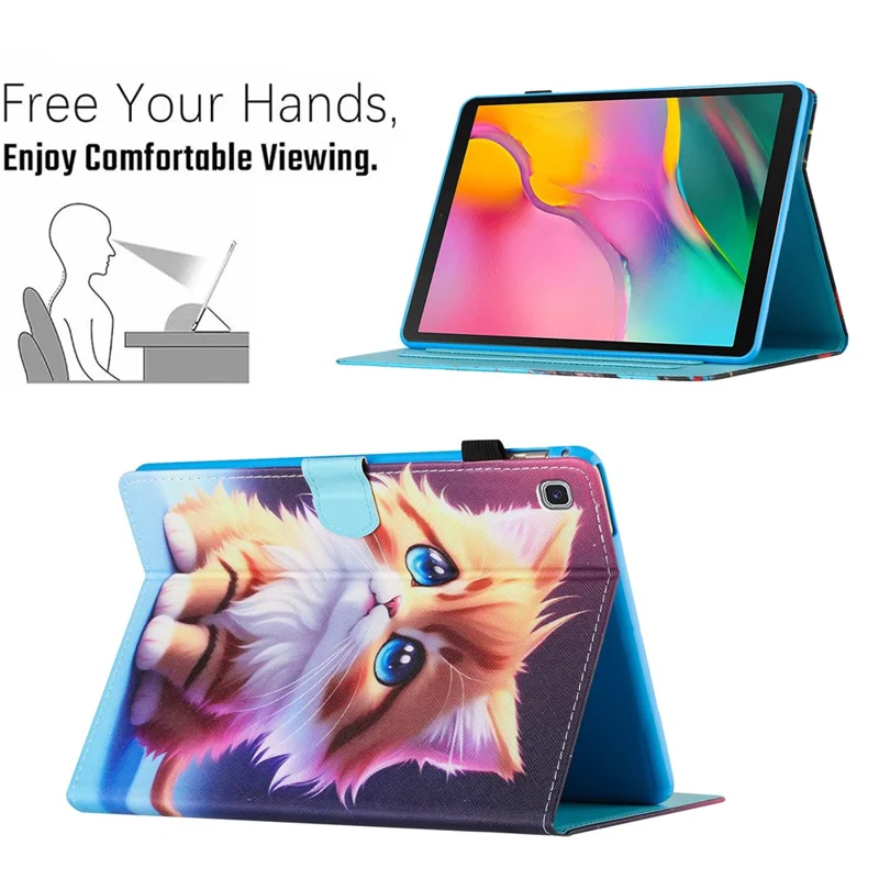 For Samsung Galaxy Tab A7 Lite 8.7-inch T220 / T225 Case Pattern Printing Card Holder Tablet Cover - Cat