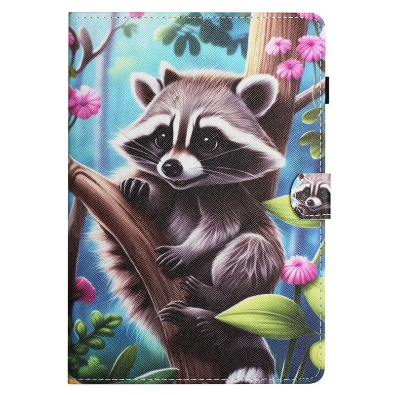 For Samsung Galaxy Tab A7 Lite 8.7-inch T220 / T225 Case Pattern Printing Card Holder Tablet Cover - Racoon
