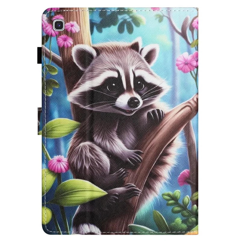 For Samsung Galaxy Tab A7 Lite 8.7-inch T220 / T225 Case Pattern Printing Card Holder Tablet Cover - Racoon