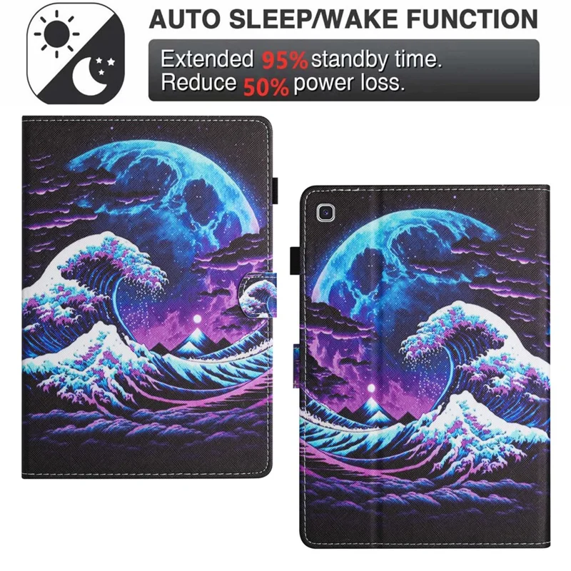 Pour Samsung Galaxy Tab A7 Lite 8,7 pouces T220 / T225 Étui Impression de motif Porte-cartes Housse pour tablette - Vague de mer