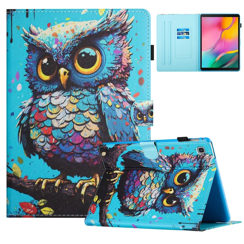 Para Samsung Galaxy Tab A7 Lite 8.7 polegadas T220 / T225 Capa Impressão de Padrão Titular de Cartão Capa de Tablet - Coruja
