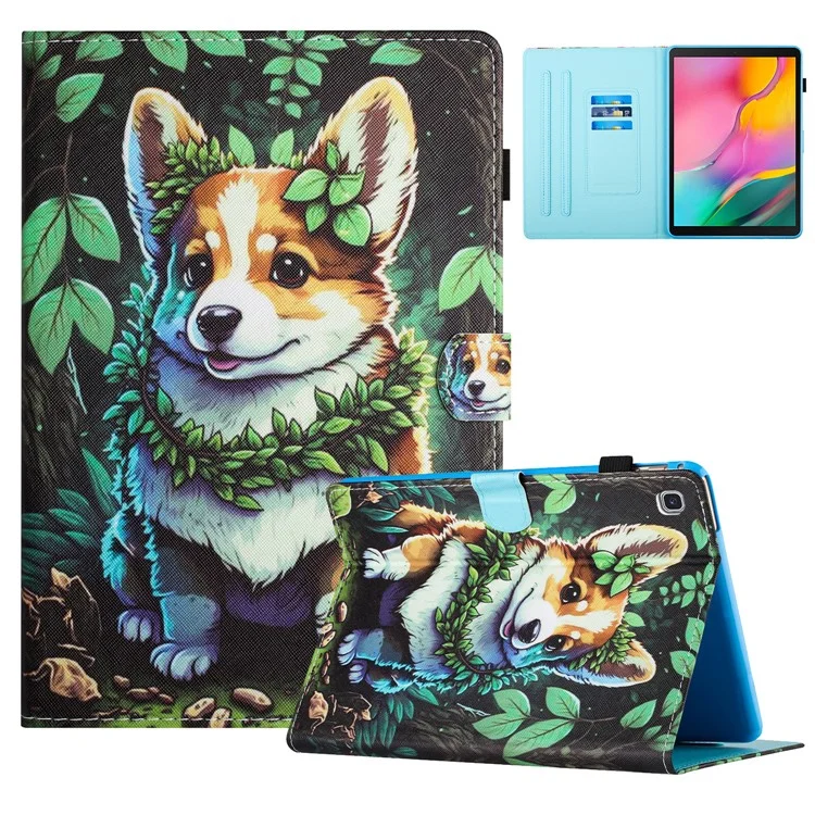 For Samsung Galaxy Tab A7 Lite 8.7-inch T220 / T225 Case Pattern Printing Card Holder Tablet Cover - Corgi