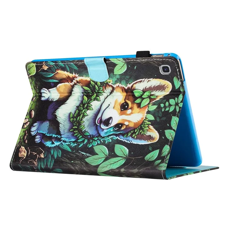For Samsung Galaxy Tab A7 Lite 8.7-inch T220 / T225 Case Pattern Printing Card Holder Tablet Cover - Corgi