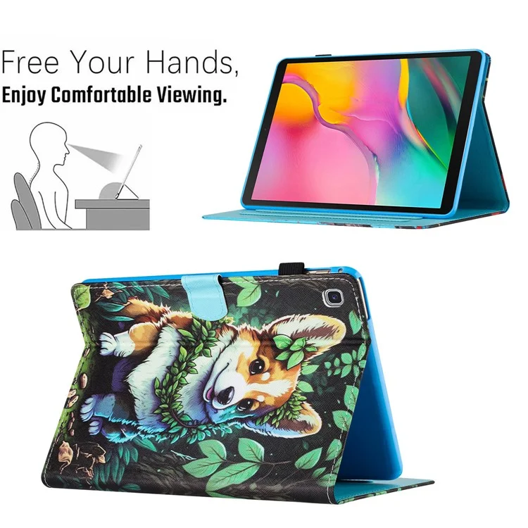 For Samsung Galaxy Tab A7 Lite 8.7-inch T220 / T225 Case Pattern Printing Card Holder Tablet Cover - Corgi