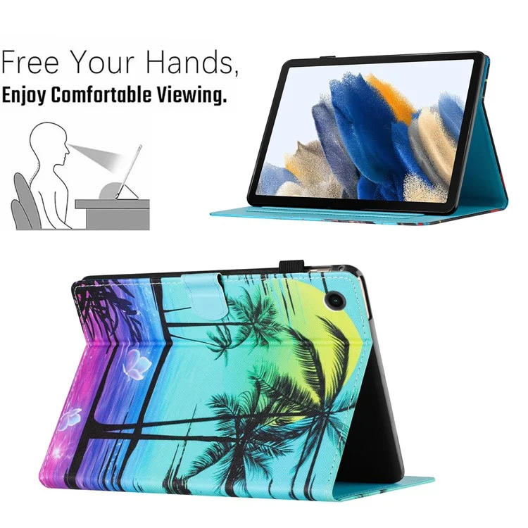 Для Samsung Galaxy Tab A8 10.5 (2021) X205 X200 / (2022) Case PU Leather Card Holder Tablet Cover - Coconut Palm