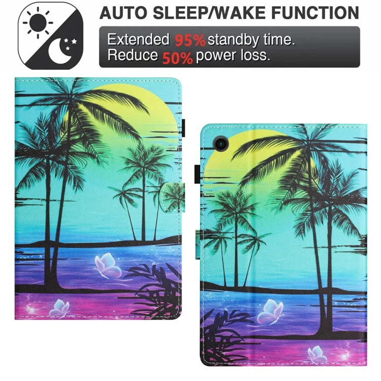 Для Samsung Galaxy Tab A8 10.5 (2021) X205 X200 / (2022) Case PU Leather Card Holder Tablet Cover - Coconut Palm