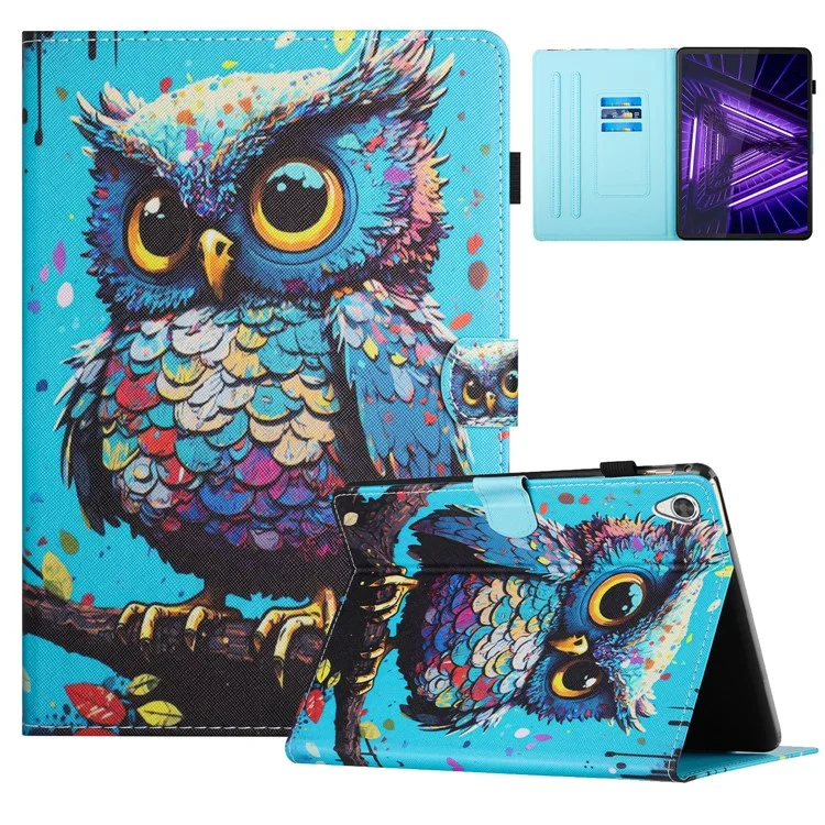 Pour Lenovo Tab M10 HD Gen 2 X306X Modèle de Boîtier Impression PU en Cuir en Cuir Couverce de Protection - Hibou