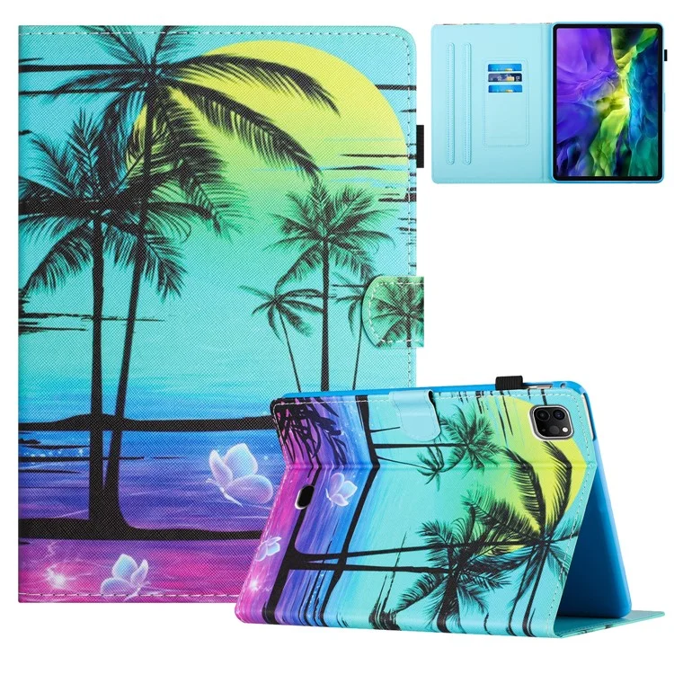 For iPad Air 11 (2025) / (2024) / Air (2022) / (2020) / iPad Pro 11 (2022) / (2021) / (2020) Case Pattern Printing Leather Tablet Cover - Coconut Tree