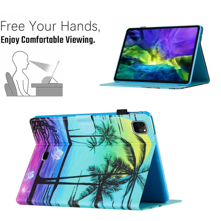 For iPad Air 11 (2025) / (2024) / Air (2022) / (2020) / iPad Pro 11 (2022) / (2021) / (2020) Case Pattern Printing Leather Tablet Cover - Coconut Tree