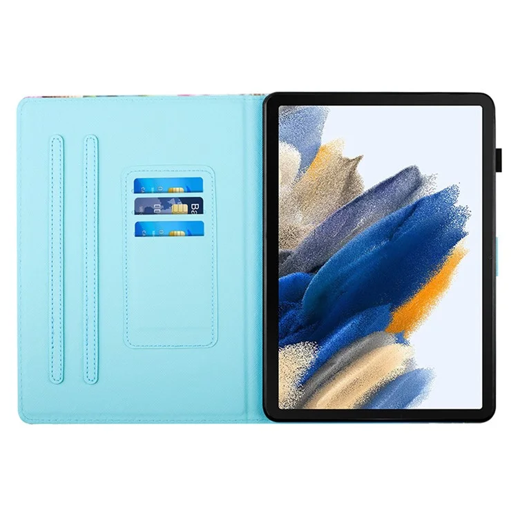 Funda con diseño impreso para la Lenovo Tab M10 (Gen 3), con soporte para tarjetas en cuero sintético PU - Gato Amarillo
