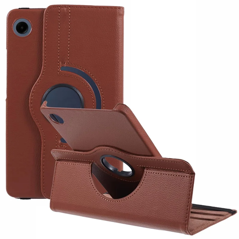 For Samsung Galaxy Tab A9 Case PU Leather Rotating Stand Tablet Cover - Brown