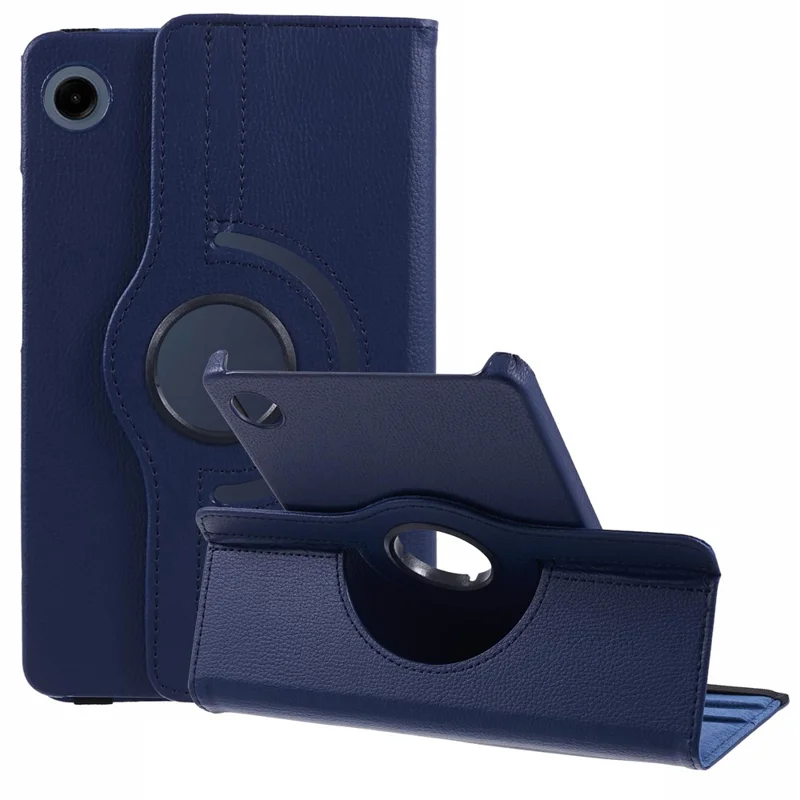 For Samsung Galaxy Tab A11 / A9 Case PU Leather Rotating Stand Tablet Cover - Dark Blue