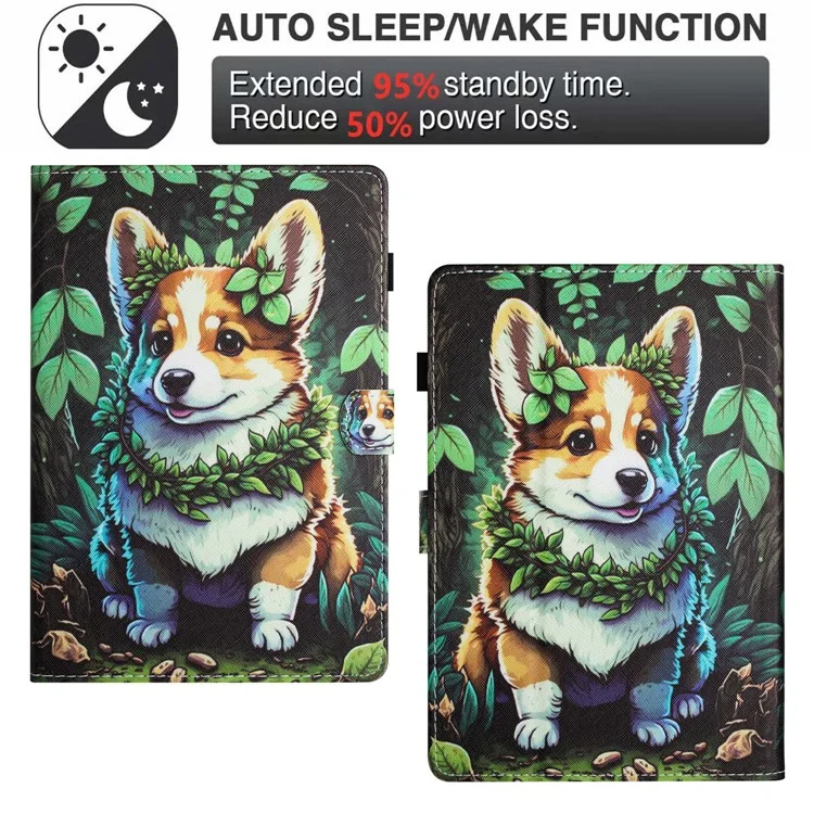 For Amazon Kindle 11th Gen (2022) Case Pattern Printing Leather Wallet E-reader Cover - Corgi