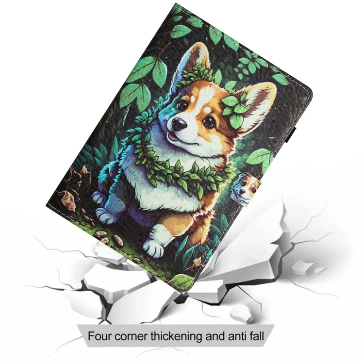 For Amazon Kindle 11th Gen (2022) Case Pattern Printing Leather Wallet E-reader Cover - Corgi