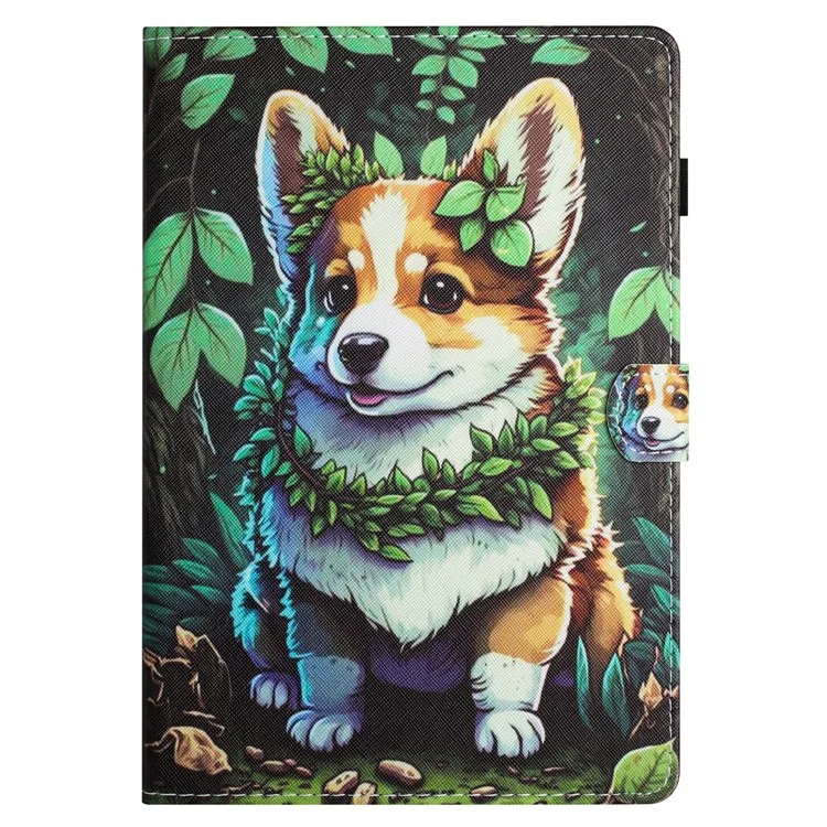 For Amazon Kindle 11th Gen (2022) Case Pattern Printing Leather Wallet E-reader Cover - Corgi