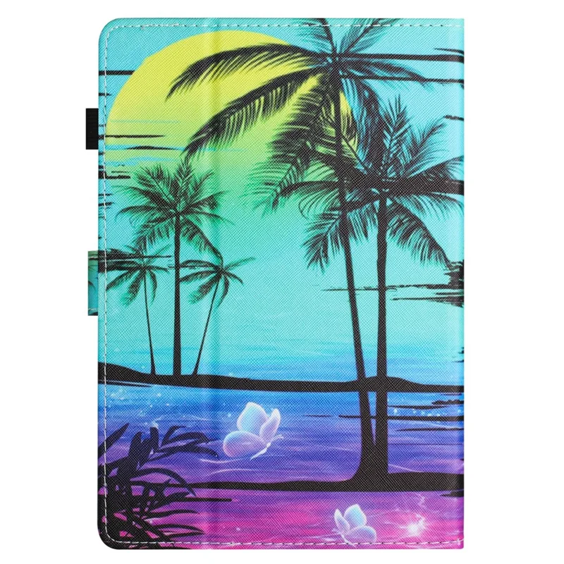 For Amazon Kindle 11th (2024) / 6'' (2022) Case Pattern Printing Leather Wallet E-Reader Cover - Coconut Tree