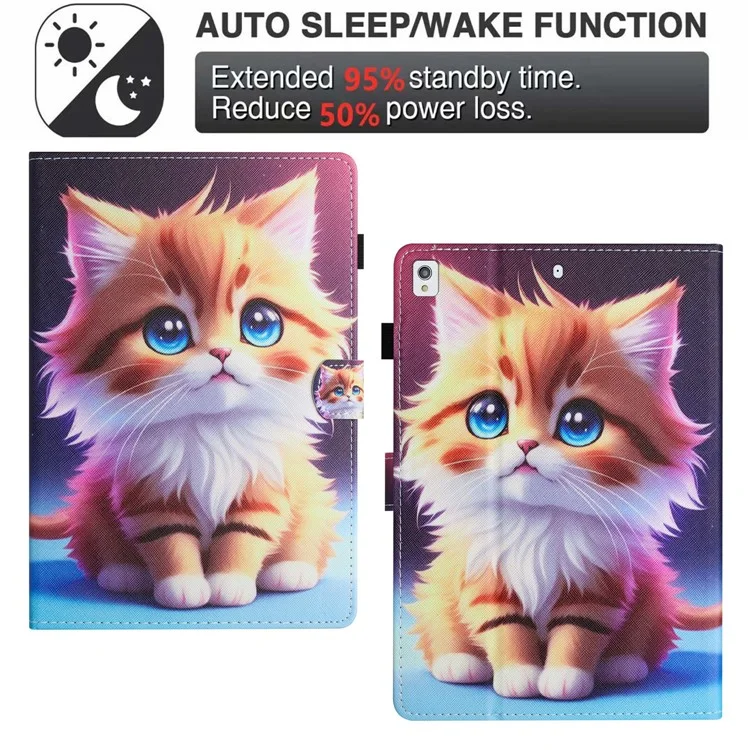 Per iPad 10.2 (2019) / (2020) / iPad Air 10.5 pollici (2019) / Pro 10.5 pollici (2017) Custodia in Pelle Supporto Tablet - Gatto Giallo