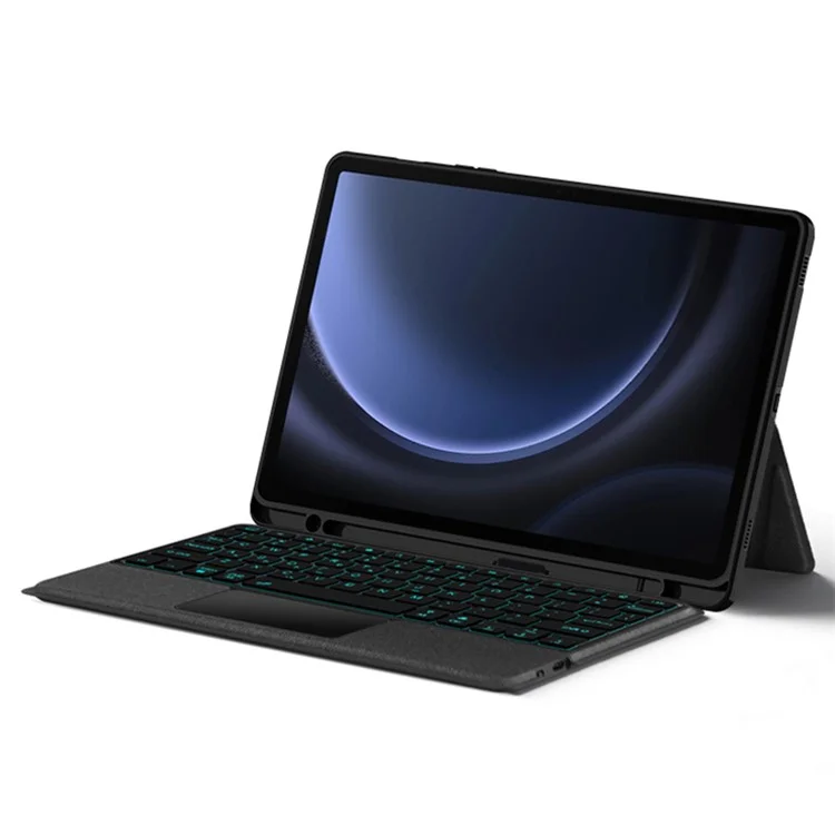 Per Samsung Galaxy Tab S9 FE Custodia in Pelle + Tastiera Bluetooth con Retroilluminazione e Trackpad