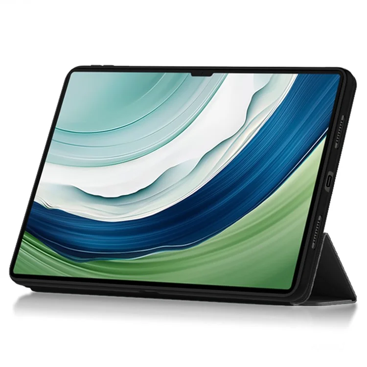 Pour Huawei MatePad Pro 13.2 Housse Étui en Cuir PU Trifold Stand Tablet Cover - Noir