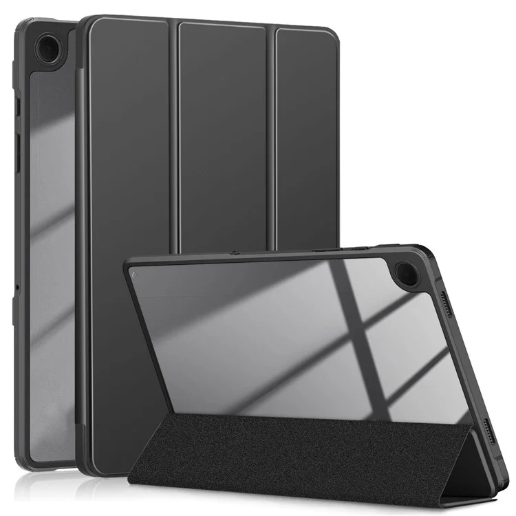 Для Samsung Galaxy Tab A9+ x210 x216 Чехол из кожи + TPU + акриловый трехстворчатый складной чехол-подставка - черный