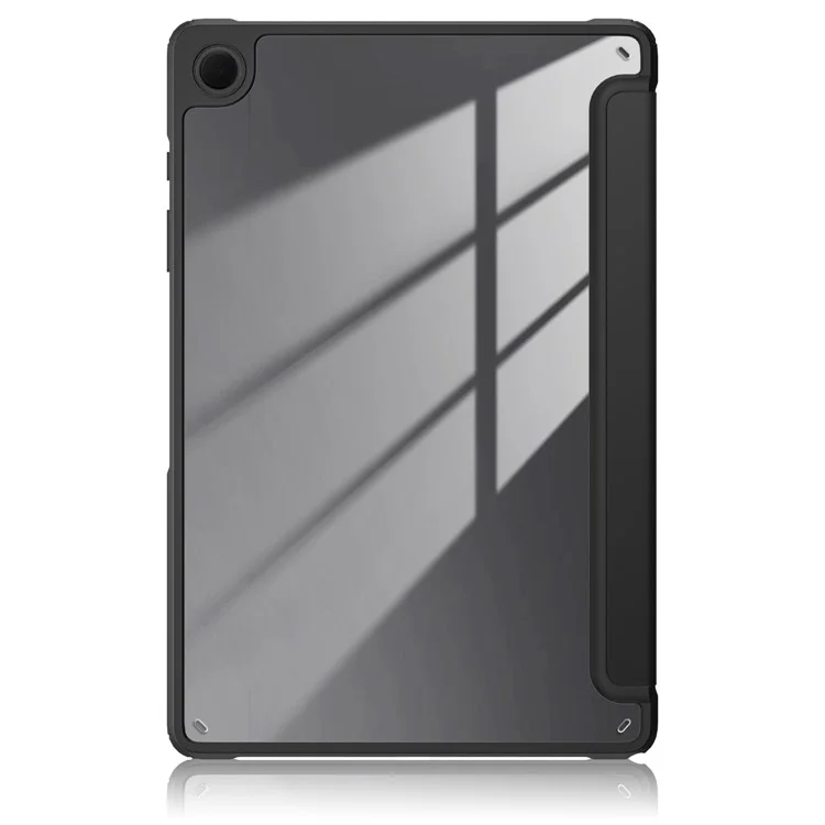 Для Samsung Galaxy Tab A9+ x210 x216 Чехол из кожи + TPU + акриловый трехстворчатый складной чехол-подставка - черный