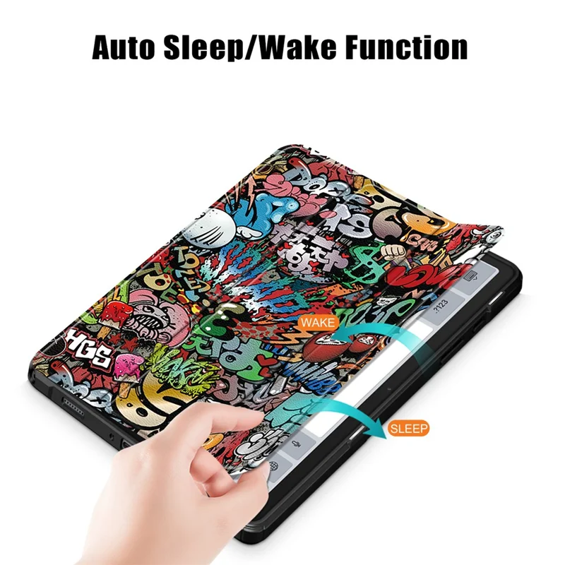 For Samsung Galaxy Tab A9+ x210 x216 Case Tri-fold Stand Pattern Printing Tablet Cover - Graffiti