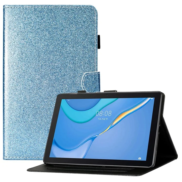 Pour Samsung Galaxy Tab A9+ Glittery Powder Tablet Case Card Slot PU Leather Cover - Bleu