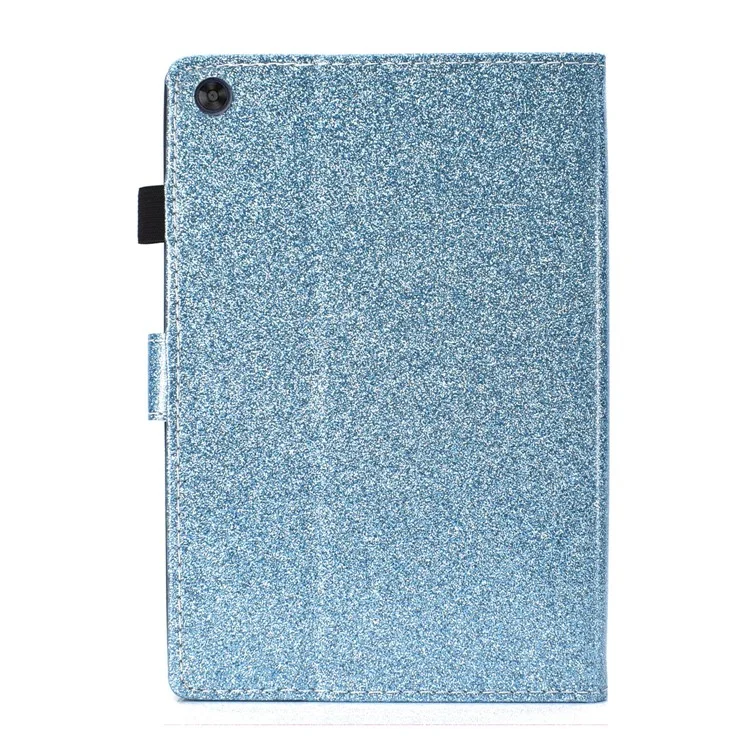 Pour Samsung Galaxy Tab A9+ Glittery Powder Tablet Case Card Slot PU Leather Cover - Bleu